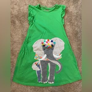Girl’s 9-10T green Mini Boden elephant dress